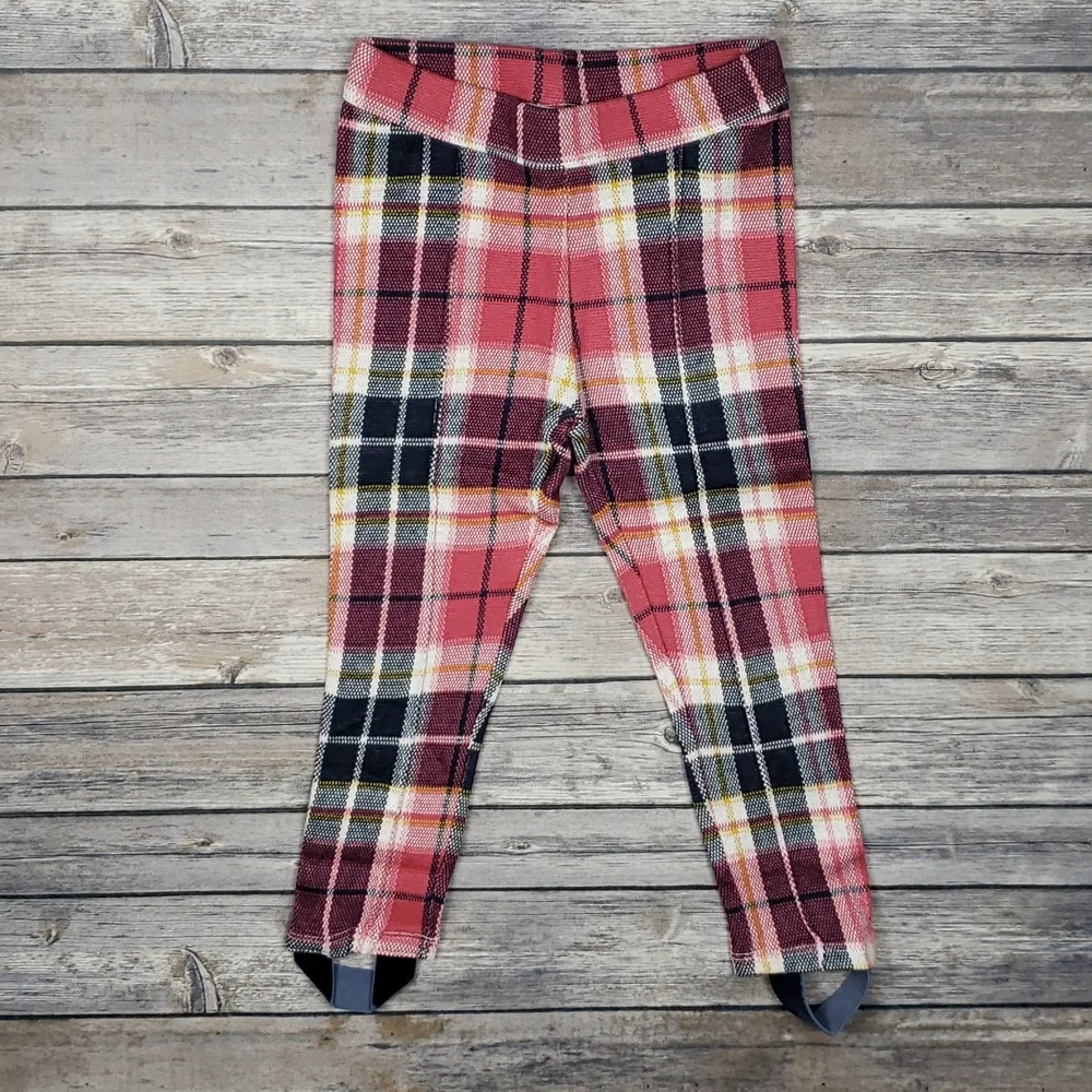 Janie and Jack Little Girls Striped Peplum Top & Plaid Stirrup Pants Set - Picture 5 of 8